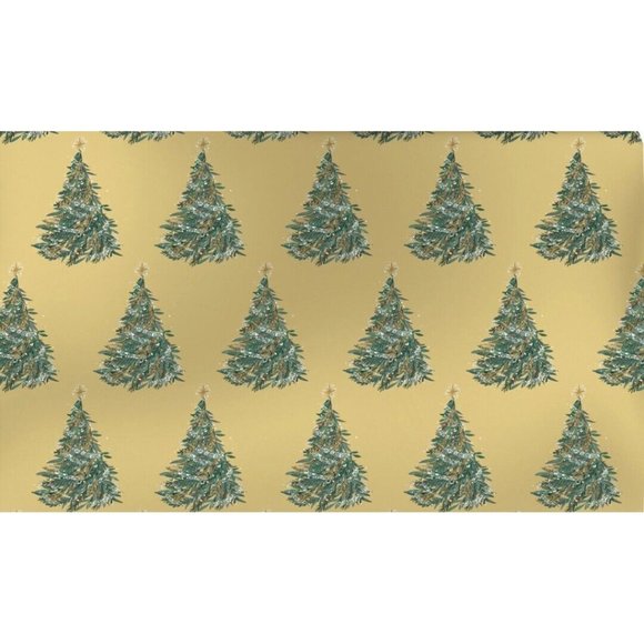 Hallmark Wrapping Paper Christmas Trees On Gold Foil 22.5 sq ft Roll Holiday - Picture 1 of 2